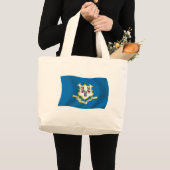 Connecticut Vlag Boodschappentas Grote Tote Bag (Voorkant (product))