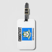 Connecticut vlag en motto bagagelabel (Voorkant (verticaal))
