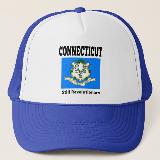 Connecticut vlag en motto trucker pet (Voorkant)
