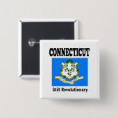 Connecticut vlag en motto vierkante button 5,1 cm (Voorkant /achterkant)