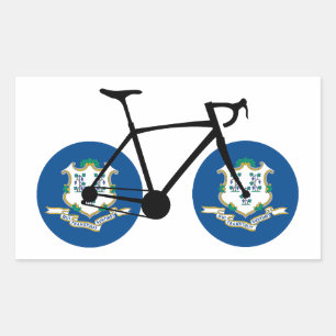 Connecticut Vlag Fietsen Rechthoekige Sticker