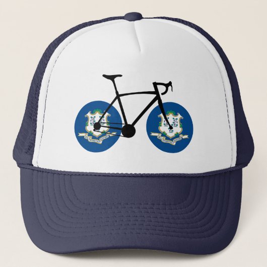 Connecticut Vlag Fietsen Trucker Pet (Voorkant)