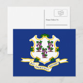 Connecticut Vlag, Vlag van Connecticut Briefkaart (Voorkant / Achterkant)