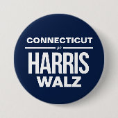 Connecticut voor Harris Walz Ronde Button 7,6 Cm (Voorkant)