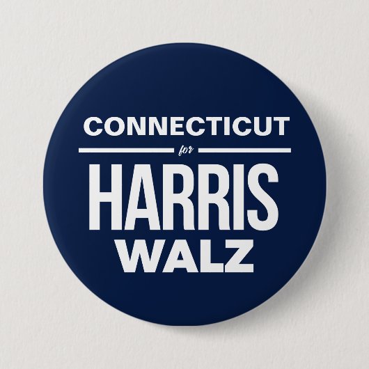Connecticut voor Harris Walz Ronde Button 7,6 Cm (Voorkant)