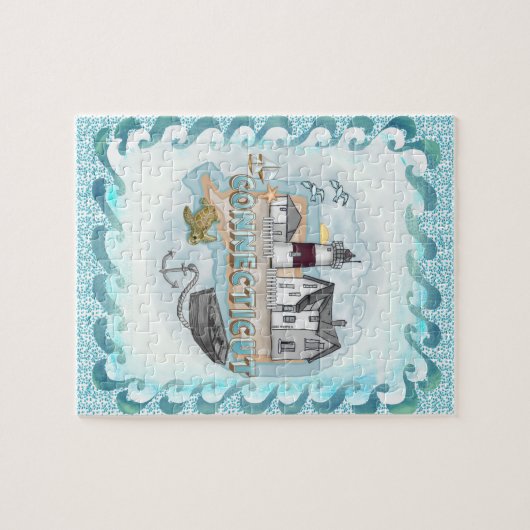 Connecticut vuurtoren legpuzzel (Horizontaal)