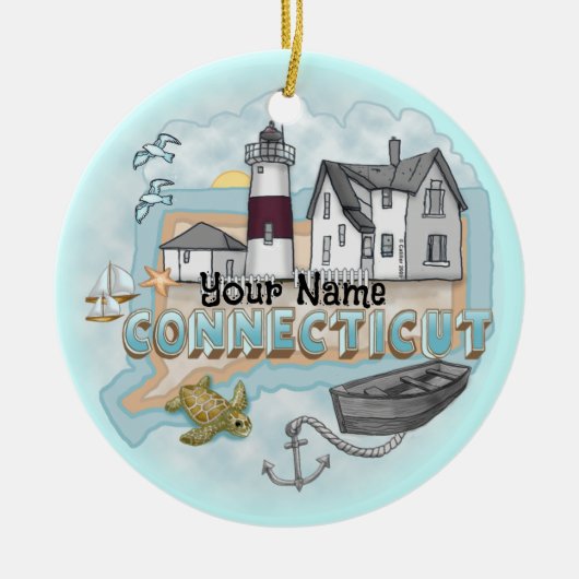 Connecticut Vuurtoren Ornament (Voorkant)