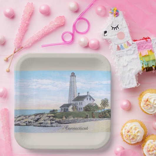 Connecticut vuurtoren papieren bordje (Feest)