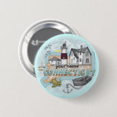 Connecticut Vuurtoren speld knop Ronde Button 5,7 Cm (Voorkant /achterkant)