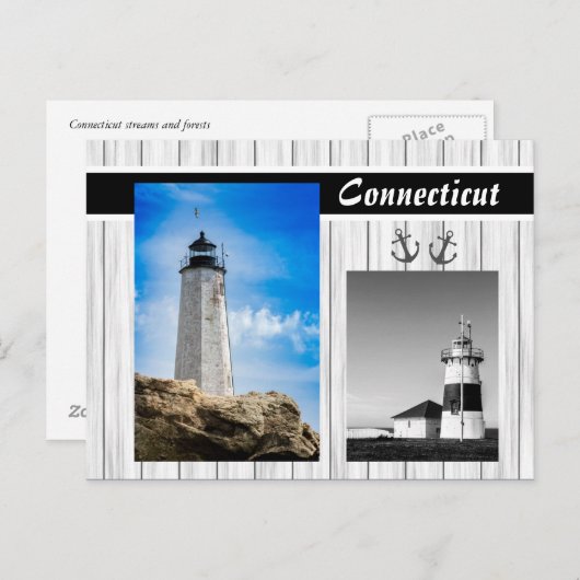 Connecticut Vuurtorens Afbeelding Kaarten (Voorkant / Achterkant)