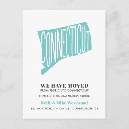 CONNECTICUT We hebben Nieuw adres Nieuw startpunt  Briefkaart (Voorkant)