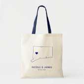 Connecticut Wedding Welcome Bag Tas Navy Blue Map (Voorkant)