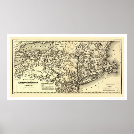 Connecticut & Westerne Railroad Map 1871 Poster (Voorkant)