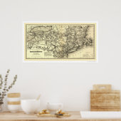 Connecticut & Westerne Railroad Map 1871 Poster (Keuken)