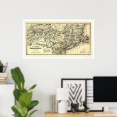 Connecticut & Westerne Railroad Map 1871 Poster (Thuiskantoor)