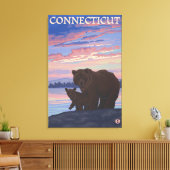 ConnecticutBear en Cub Canvas Afdruk (Insitu (Woonkamer))