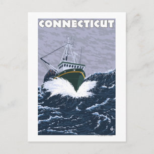ConnecticutCrab Vist Boat Scene Briefkaart