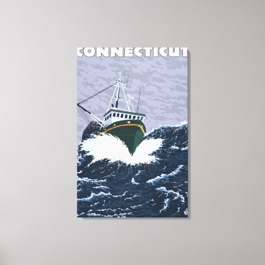 ConnecticutCrab Vist Boat Scene Canvas Afdruk (Voorkant)