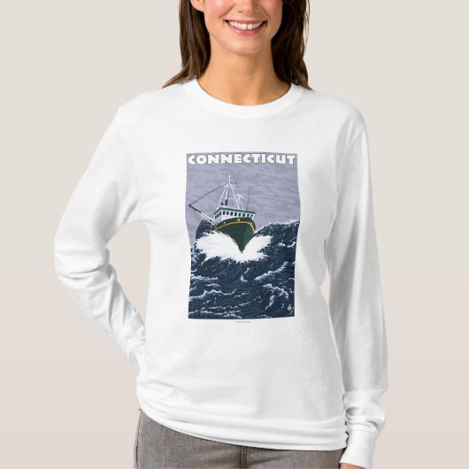 ConnecticutCrab Vist Boat Scene T-shirt (Voorkant)