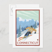 ConnecticutDownhill Skier Scene Briefkaart (Voorkant / Achterkant)