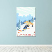 ConnecticutDownhill Skier Scene Canvas Afdruk (Insitu (Houten vloer))