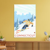 ConnecticutDownhill Skier Scene Canvas Afdruk (Insitu (Woonkamer))