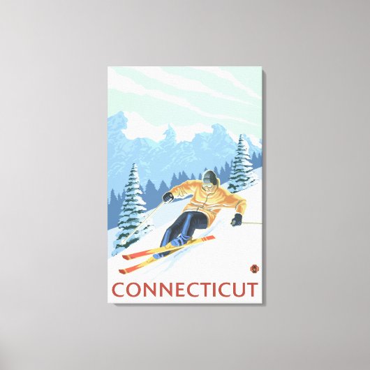 ConnecticutDownhill Skier Scene Canvas Afdruk (Voorkant)