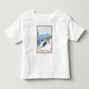 ConnecticutDownhill Skier Scene Kinder Shirts