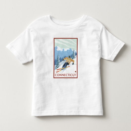 ConnecticutDownhill Skier Scene Kinder Shirts (Voorkant)
