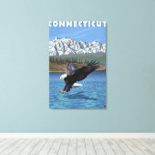 ConnecticutEagle Gevist Canvas Afdruk (Insitu (Houten vloer))