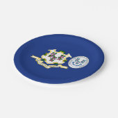 Connecticuter Flag & Seal, Connecticut Papieren Bordje (Gekanteld)