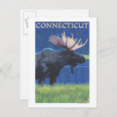 ConnecticutMoose in het motorlicht Briefkaart (Voorkant / Achterkant)