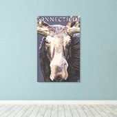 ConnecticutMoose Up Sluiten Canvas Afdruk (Insitu (Houten vloer))