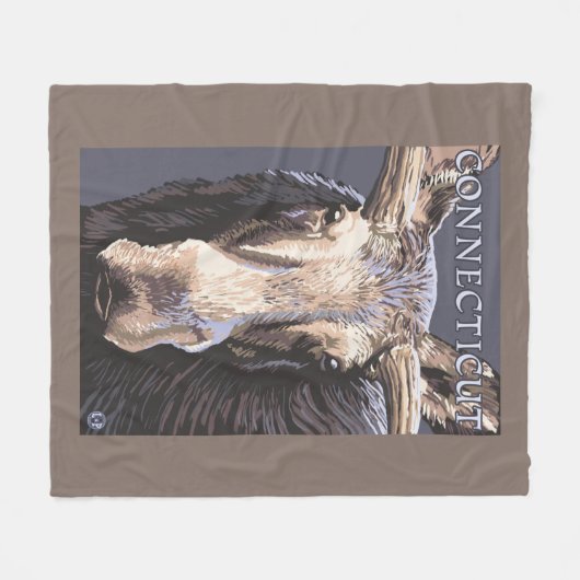 ConnecticutMoose Up Sluiten Fleece Deken (Voorkant (Horizontaal))