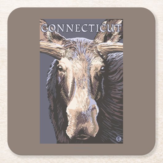 ConnecticutMoose Up Sluiten Kartonnen Onderzetters (Voorkant)