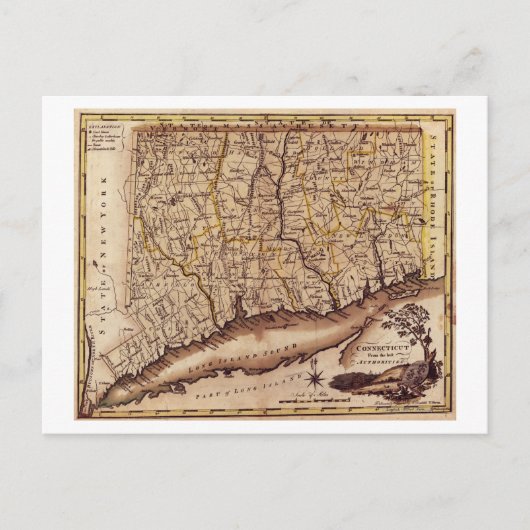 ConnecticutPanoramaMapConnecticut 2 Briefkaart (Voorkant)