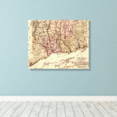 ConnecticutPanoramaMapConnecticut 2 Canvas Afdruk (Insitu (Houten vloer))