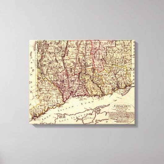 ConnecticutPanoramaMapConnecticut 2 Canvas Afdruk (Voorkant)