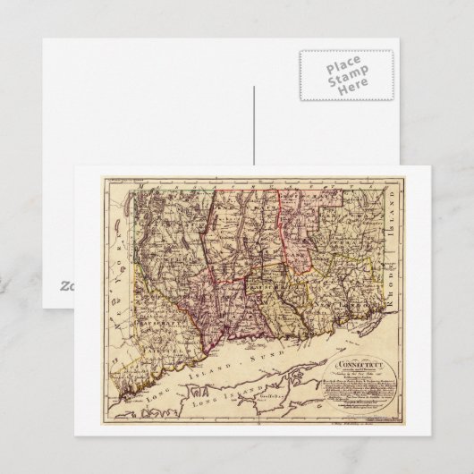 ConnecticutPanoramaMapConnecticut Briefkaart (Voorkant / Achterkant)