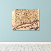 ConnecticutPanoramaMapConnecticut Canvas Afdruk (Insitu (Houten vloer))