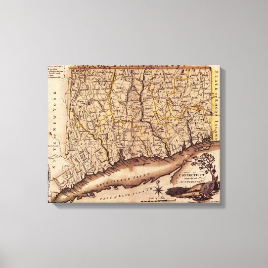 ConnecticutPanoramaMapConnecticut Canvas Afdruk (Voorkant)