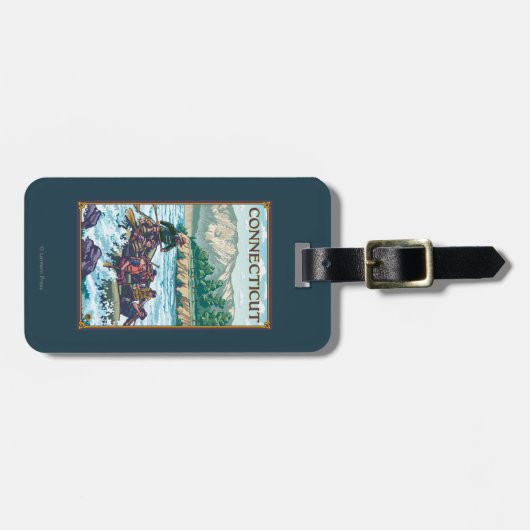 ConnecticutRiver Rafting Scene Bagagelabel (Voorkant horizontaal)