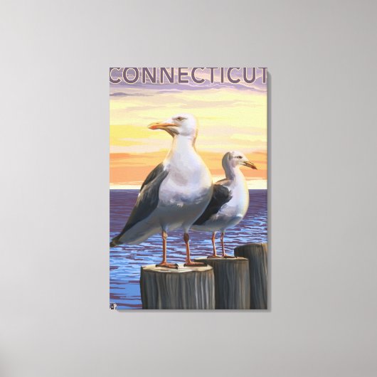 ConnecticutSea Gulls Scene Canvas Afdruk (Voorkant)