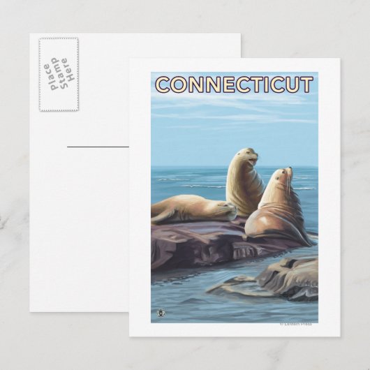 ConnecticutSea Lions Scene Briefkaart (Voorkant / Achterkant)