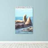 ConnecticutSea Lions Scene Canvas Afdruk (Insitu (Houten vloer))