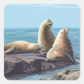 ConnecticutSea Lions Scene Vierkante Sticker (Voorkant)
