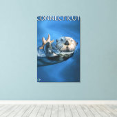 ConnecticutSea Otter Scene Canvas Afdruk (Insitu (Houten vloer))