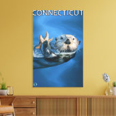ConnecticutSea Otter Scene Canvas Afdruk (Insitu (Woonkamer))