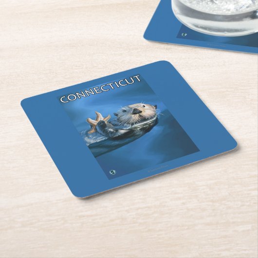 ConnecticutSea Otter Scene Kartonnen Onderzetters (Schuin)