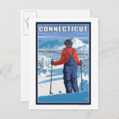 ConnecticutSkier-aanpassingsUitzicht Briefkaart (Voorkant / Achterkant)